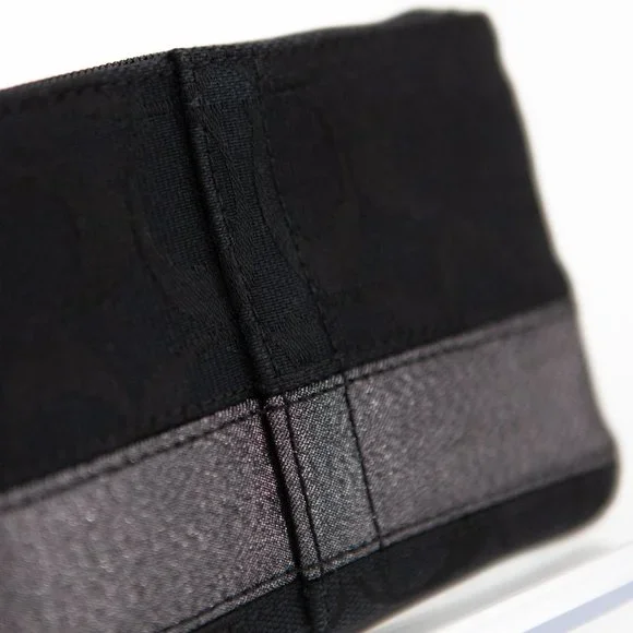 COACH Black Canvas Wristlet with Metallic Sparkly Stripe - Picture 6 of 11